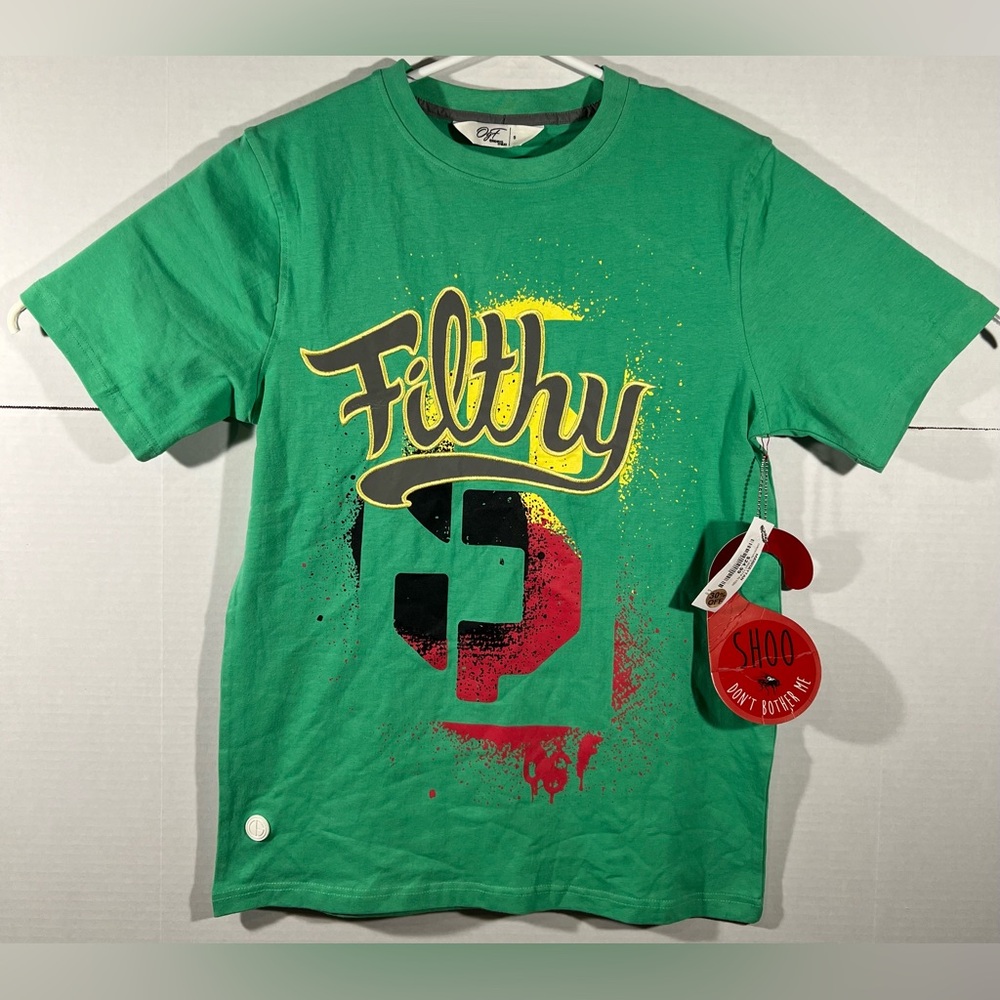 Men ORIGINAL FABLES "FILTHY" T-Shirt Kelly Green Short Sleeve Stretch Size Small